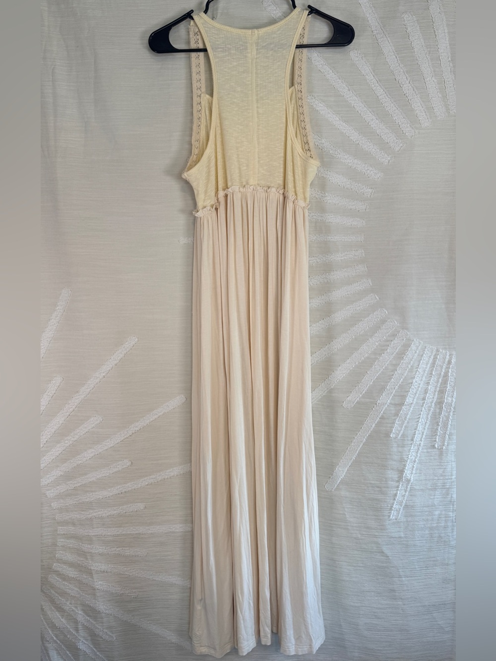 POL Frill Slit Square Neck Cami Maxi Dress Cream Butter Yellow Western Boho - Picture 6 of 9